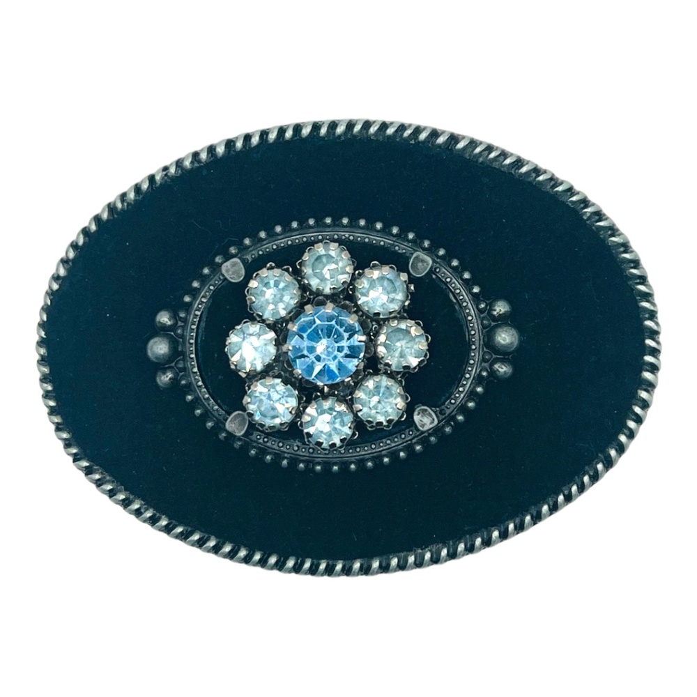 Vintage Belt Buckle Made in USA with Up-cycled 80s Rhinestone Earring & Leather - Picture 15 of 17